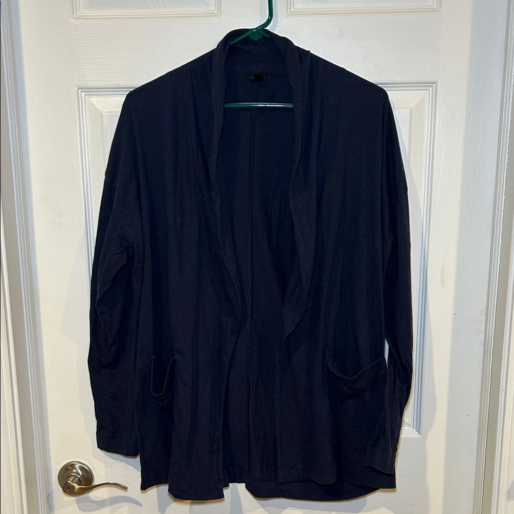 J. Crew Navy Open-Front Draped Cardigan